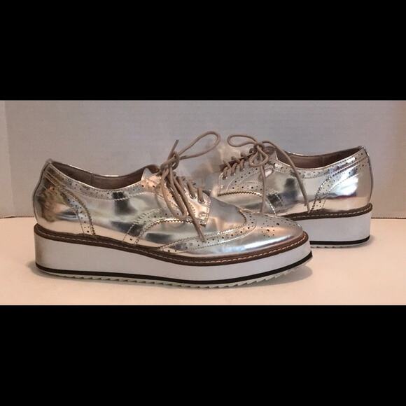 SHELLY’S LONDON Silver Platform OXFORD EMMA LACEUP - Picture 10 of 13